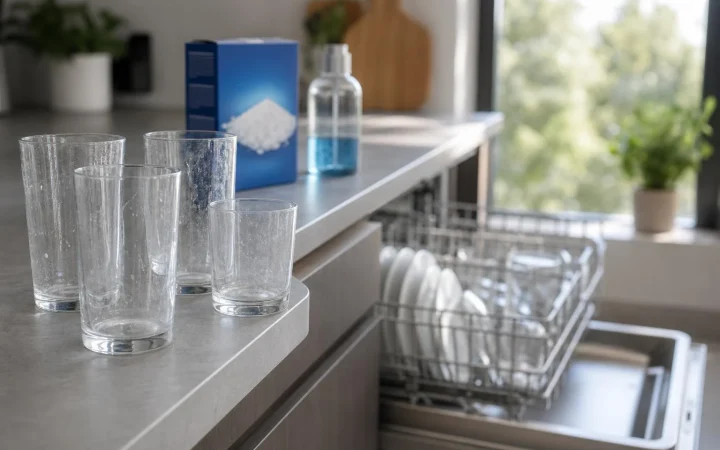 Waarom je glazen na de vaatwasser witte vlekken krijgen
